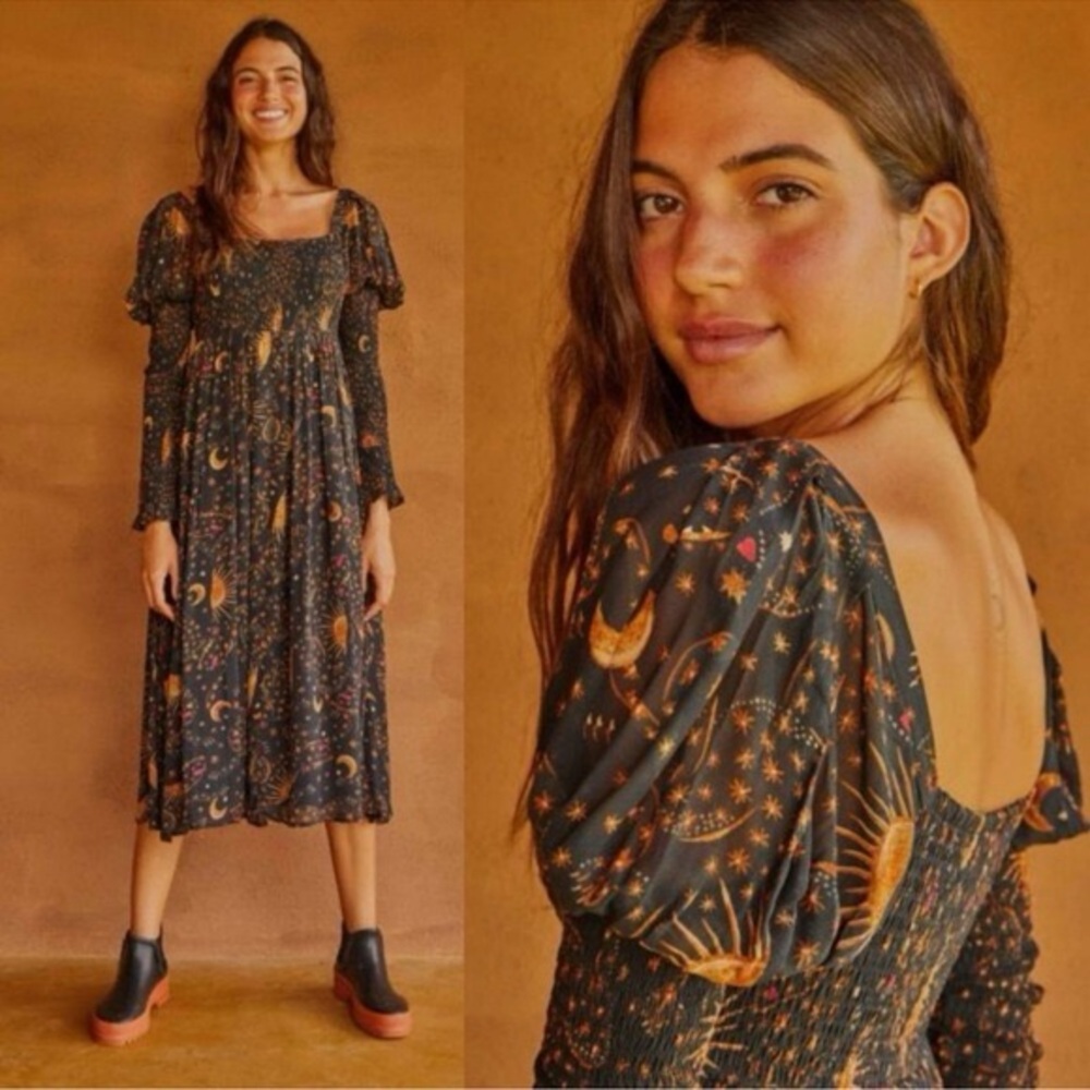Farm Rio size XL Leopard Sky midi dress celestial - Picture 2 of 10
